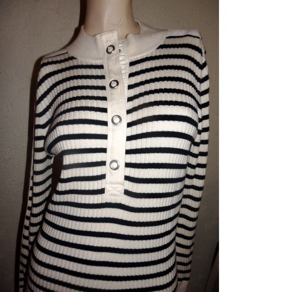 Lauren Ralph Lauren White Black Stripe Shirt - Picture 4 of 8